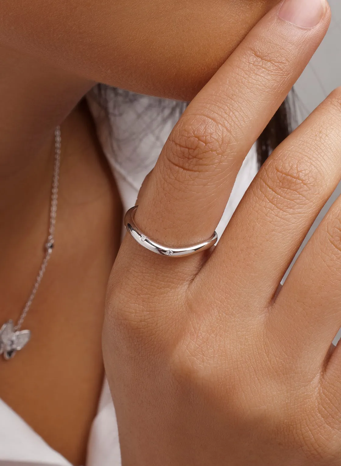 Anillos Pequeños | Anillos Finos | LINEARGENT Anillos finos de plata mujer abierto con circonitas