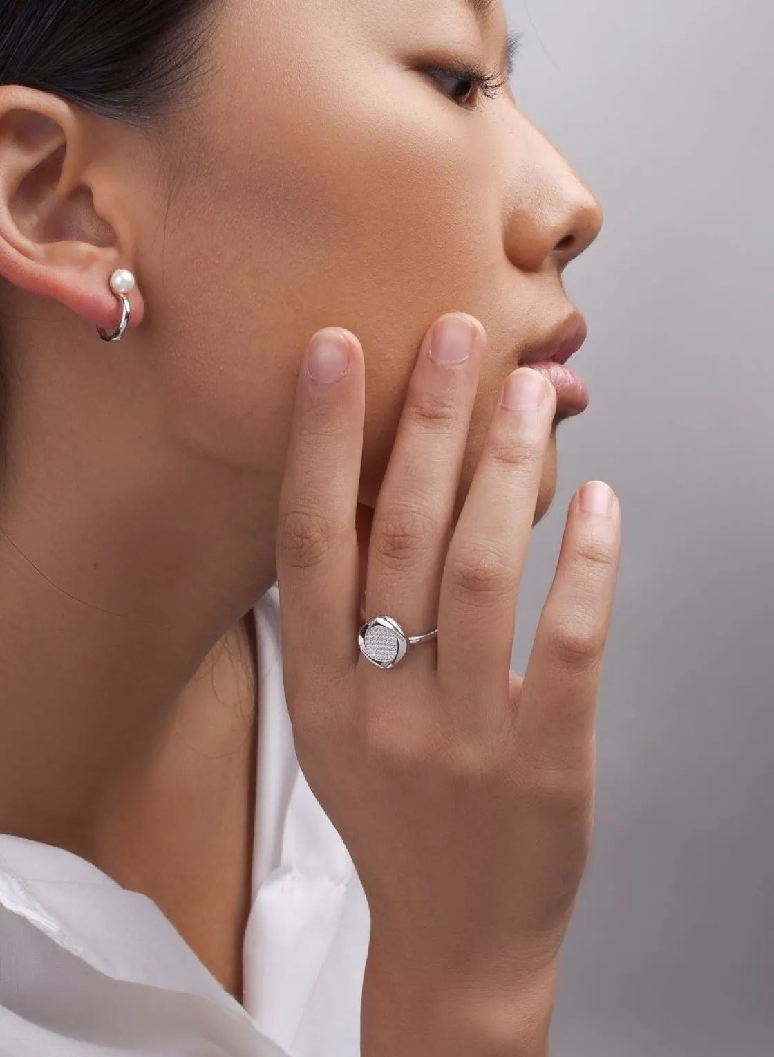 Anillos Finos | LINEARGENT Anillos finos de plata silueta cuadrada y circonitas