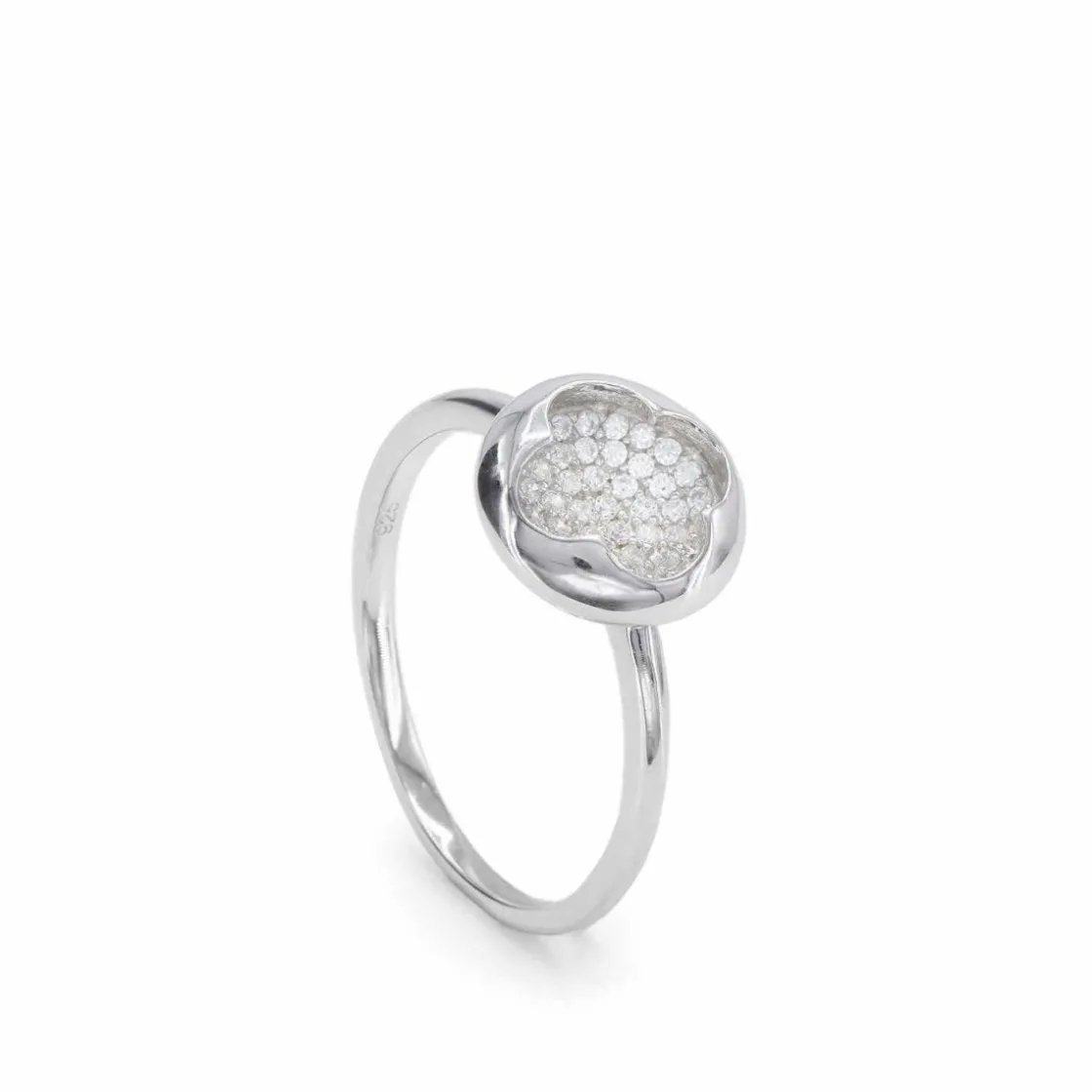 Anillos Finos | LINEARGENT Anillos finos de plata silueta de flor y circonitas