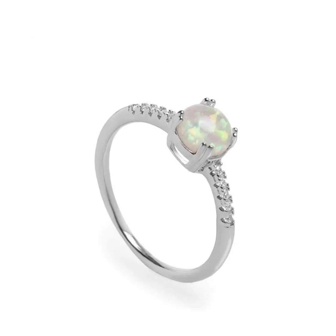 Anillos Pequeños | Anillos Finos | LINEARGENT Anillos finos diseño circular estilo ópalo con circonitas