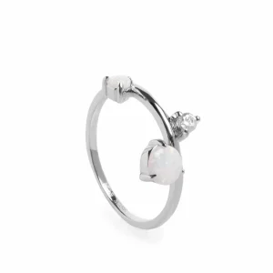 Anillos Finos | LINEARGENT Anillos finos diseño de doble piedra y circonita