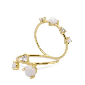 Anillos Pequeños | LINEARGENT Anillos finos diseño de doble sortija con gemas y circonitas