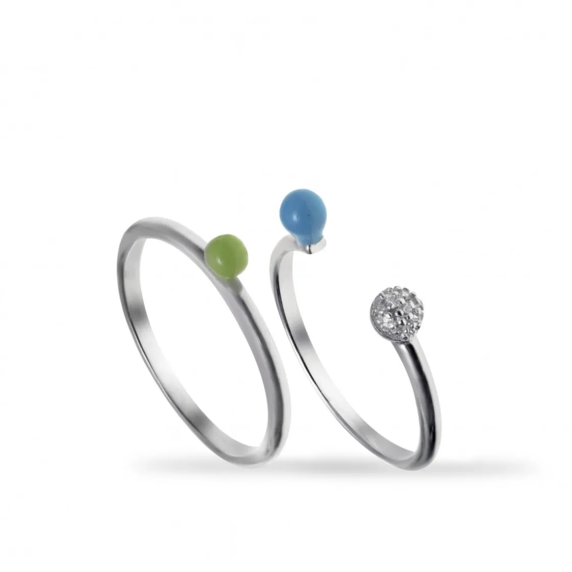 Anillos Pequeños | Anillos Finos | LINEARGENT Anillos finos diseño semi abierto molecular pack de dos