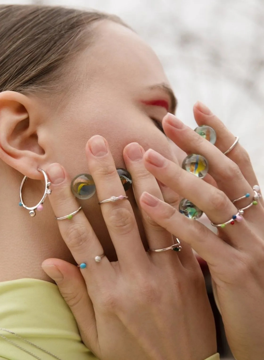 Anillos Pequeños | Anillos Finos | LINEARGENT Anillos finos diseño semi abierto molecular pack de dos