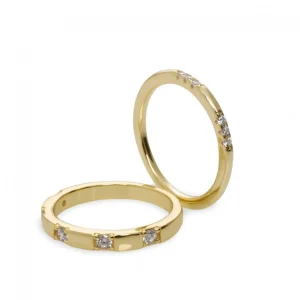 Anillos Pequeños | Anillos Con Piedras | LINEARGENT Anillos finos doble sortija modelo de circonitas alternas