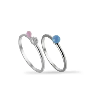 Anillos Pequeños | Anillos De Diseño | LINEARGENT Anillos finos dobles diseño molecular