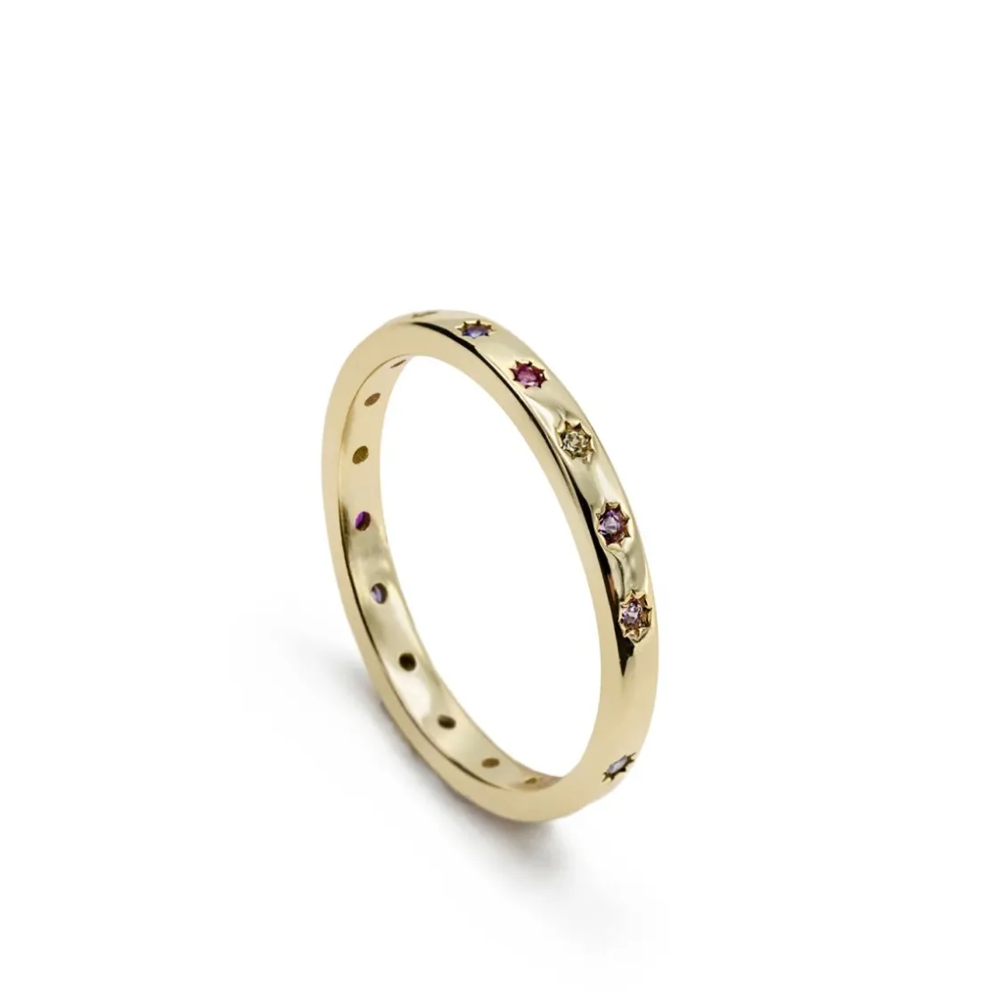 Anillos Dorados | Anillos Pequeños | LINEARGENT Anillos finos en dorado diseño gemas multicolor