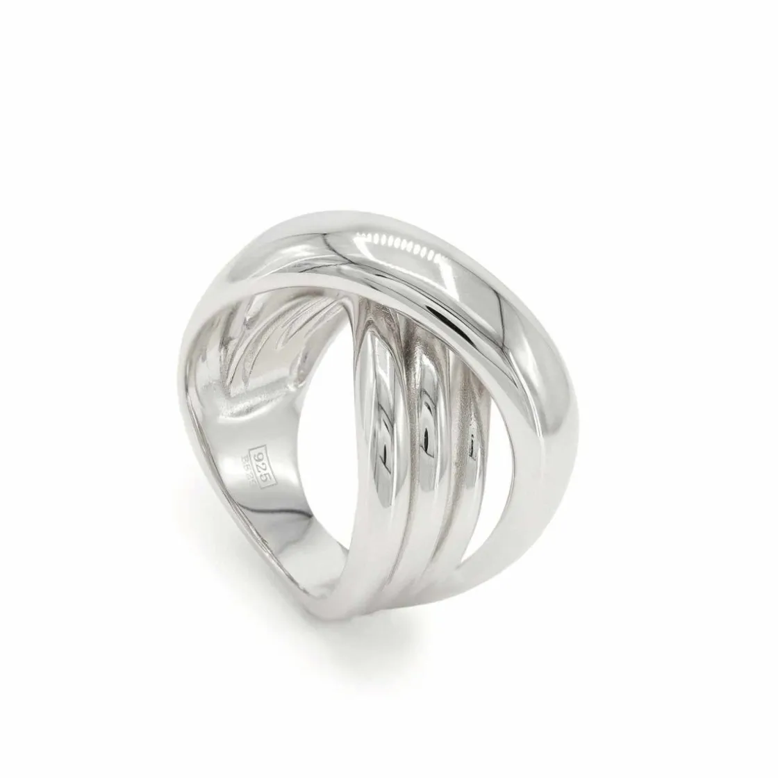 Anillos Grandes | LINEARGENT Anillos grandes de plata con diseño cruzado