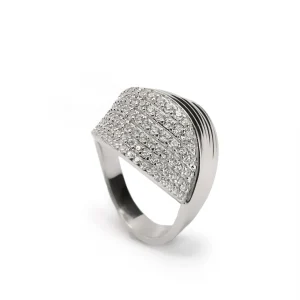 Anillos Grandes | LINEARGENT Anillos grandes de plata diseño cruzado con circonitas