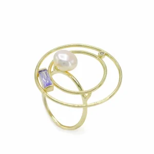 Anillos Grandes | LINEARGENT Anillos grandes de plata diseño geométrico violeta