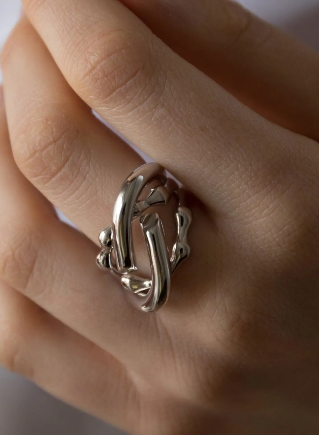 Anillos De Diseño | LINEARGENT Anillos grandes de plata diseño líquido irregular