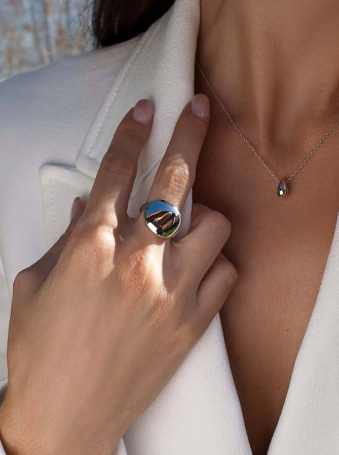 Anillos De Diseño | Anillos Grandes | LINEARGENT Anillos grandes de plata lisa de diseño redondo
