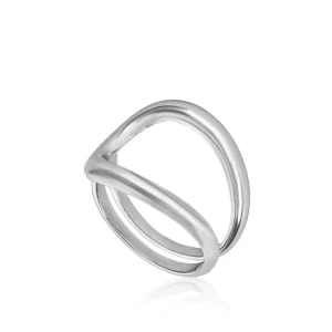 Anillos De Diseño | LINEARGENT Anillos grandes de plata lisa diseño curvilíneo