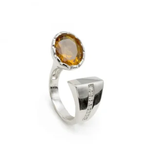 Anillos Con Piedras | Anillos Grandes | LINEARGENT Anillos grandes diseño abierto con piedra en tono bronce