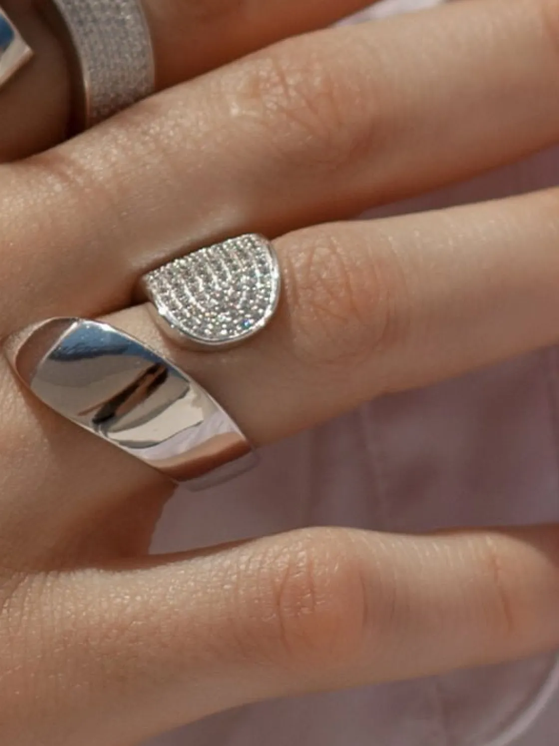 Anillos Grandes | Anillos Circonitas | LINEARGENT Anillos grandes diseño abierto irregular con circonitas
