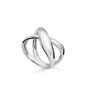 Anillos De Diseño | Anillos Anchos | LINEARGENT Anillos grandes doble carril entrelazado en plata lisa