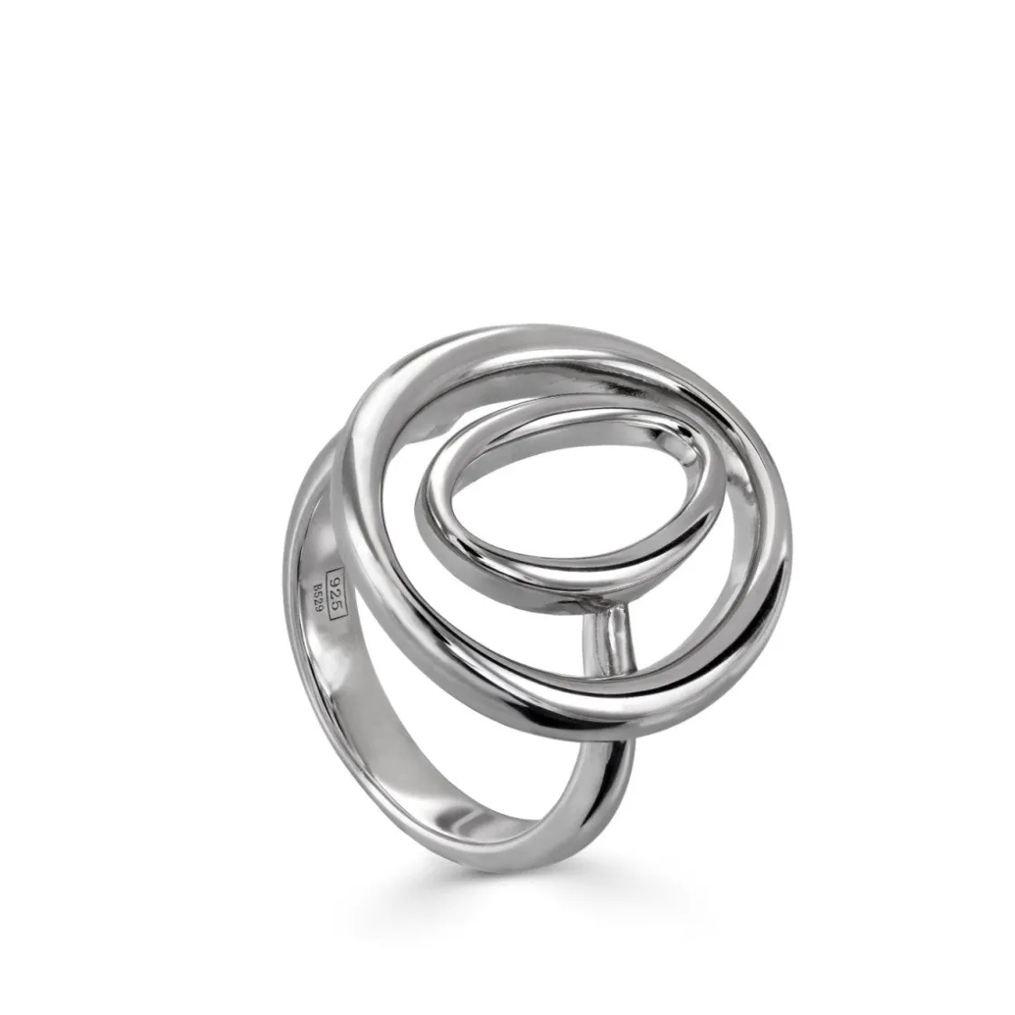 Anillos Grandes | LINEARGENT Anillos grandes en forma de dos circulos ovalados y plata lisa