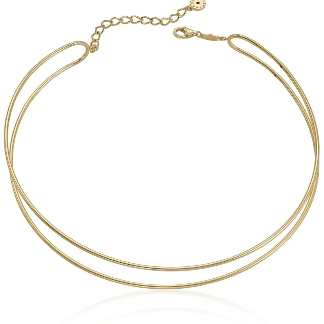 Collares Plata Originales | LINEARGENT Choker rígido doble raíl de plata bañada en oro