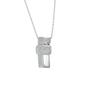 Colgante Brillante | LINEARGENT Colgante brillante de plata con banda cruzada en el centro