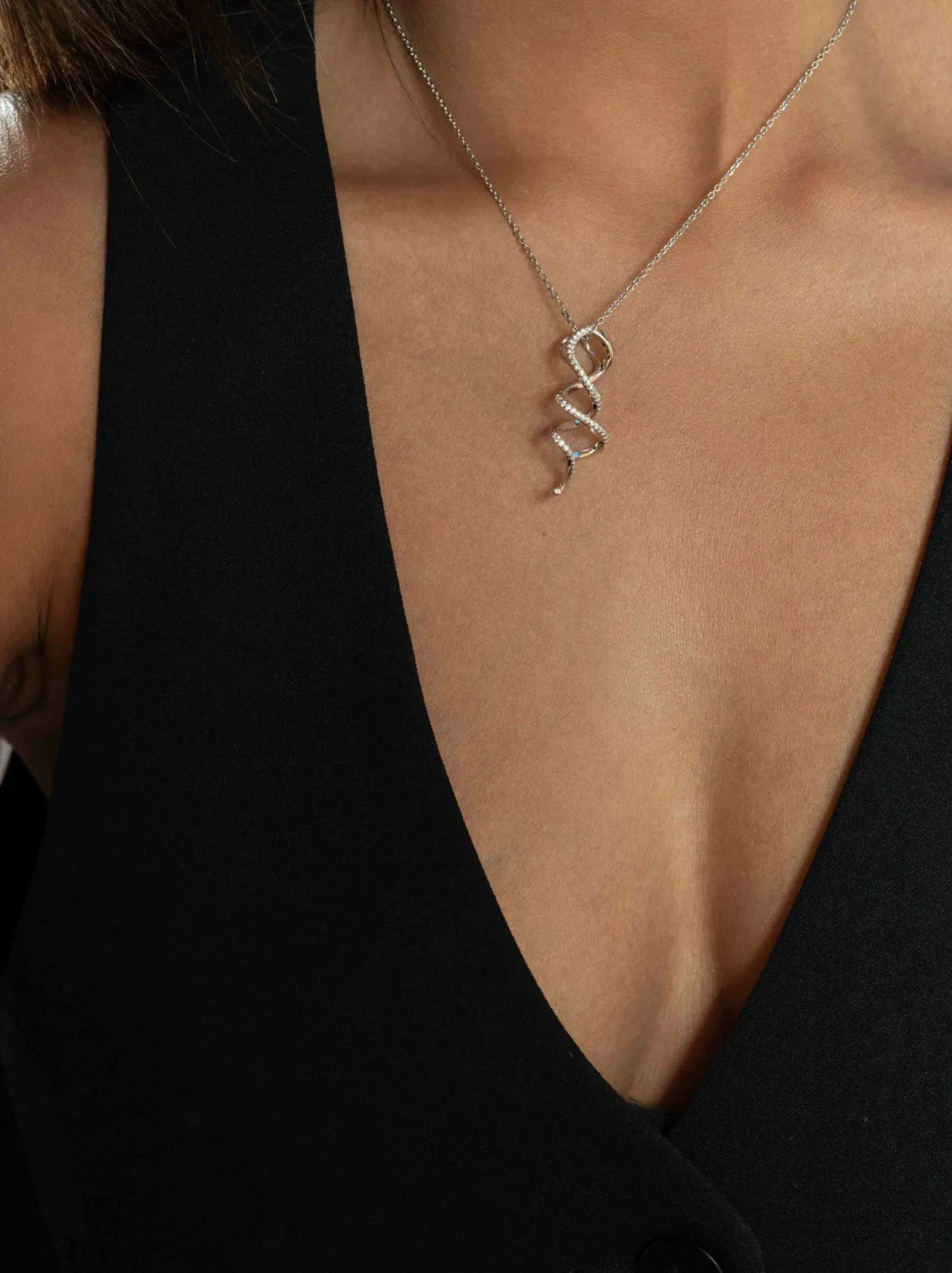 Colgante Brillante | LINEARGENT Colgante brillante de plata con diseño en espiral