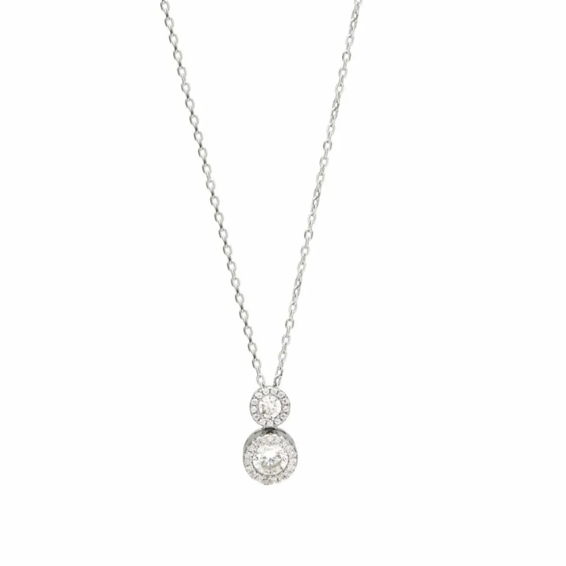 Collares Fiesta | Colgante Brillante | LINEARGENT Colgante brillante de plata con doble diseño de circonitas