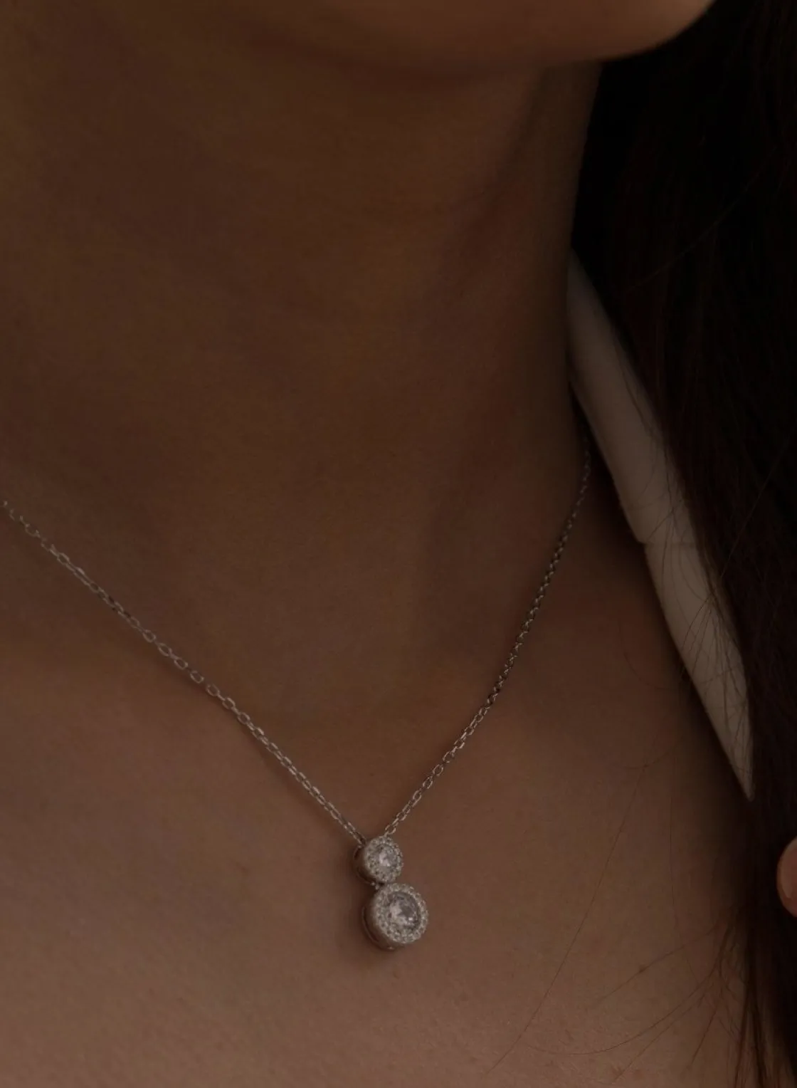 Collares Fiesta | Colgante Brillante | LINEARGENT Colgante brillante de plata con doble diseño de circonitas