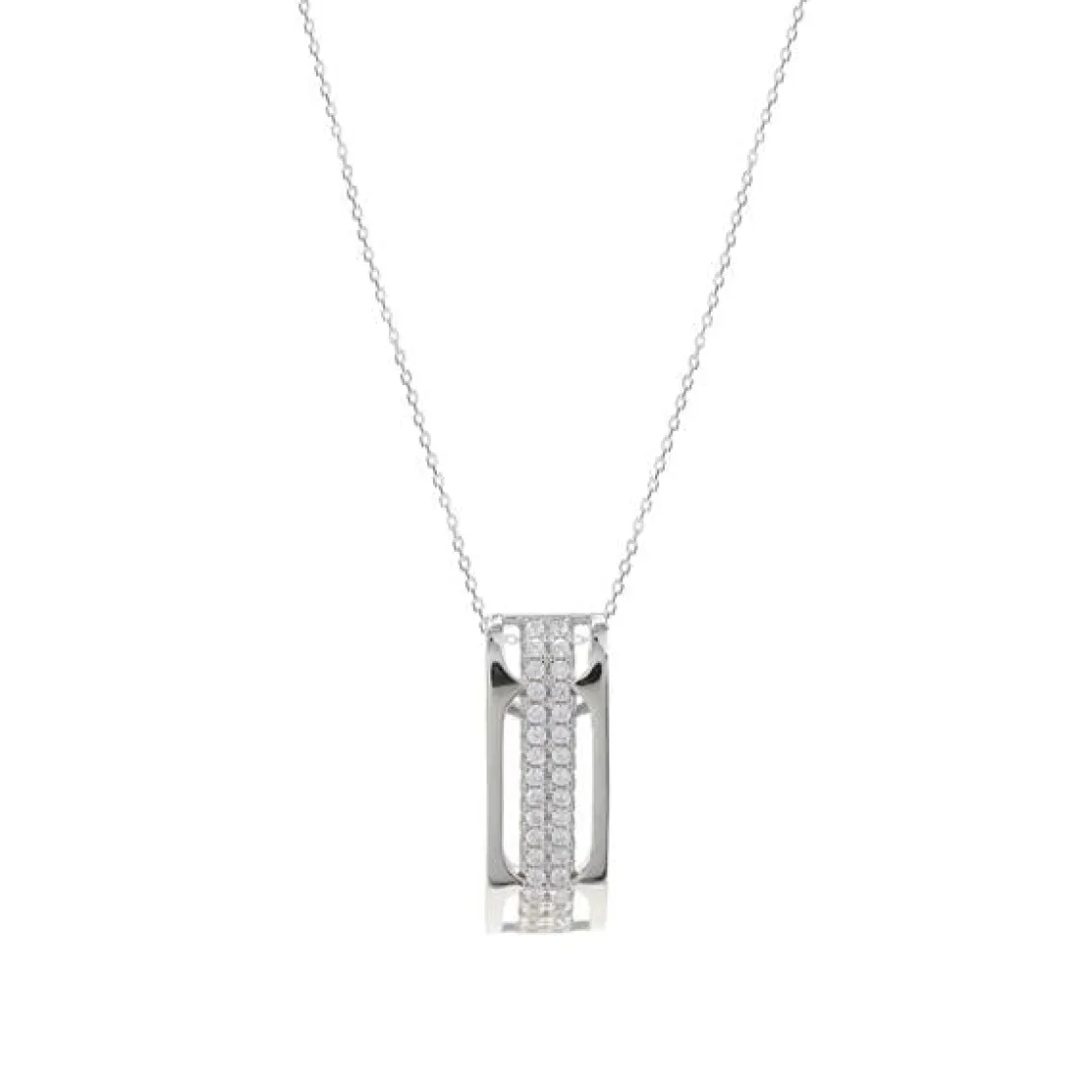 Colgante Brillante | LINEARGENT Colgante brillante de plata con dos bandas de circonita