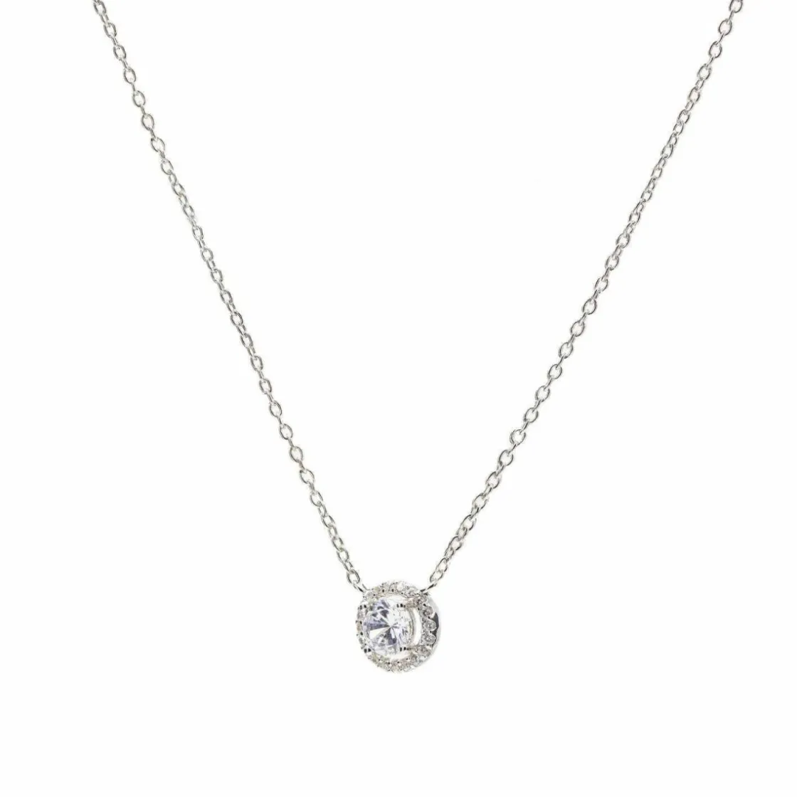 Collares Fiesta | Colgante Brillante | LINEARGENT Colgante brillante de plata con motivo redondo de circonita y detalle de circonitas
