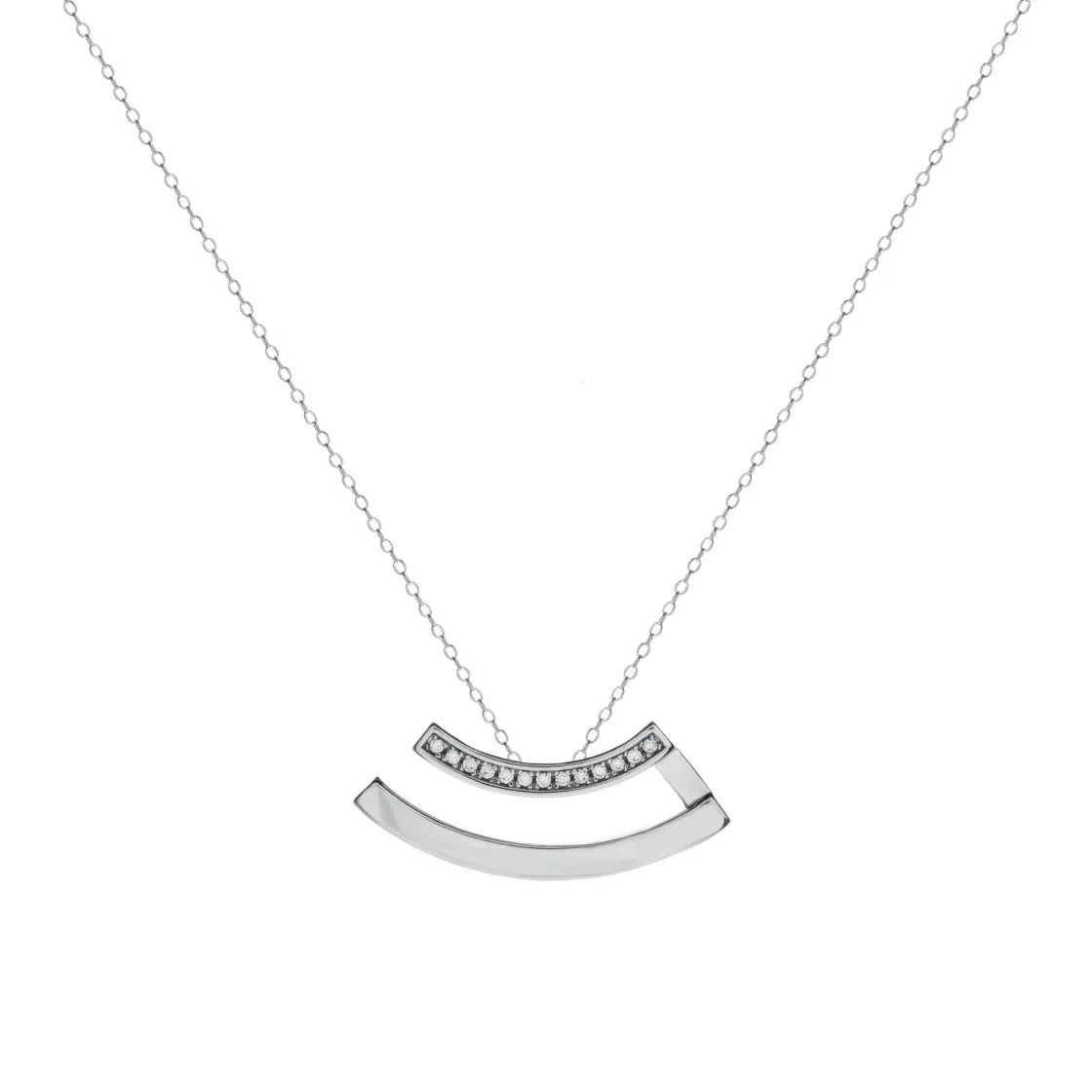 Collares Plata Originales | LINEARGENT Colgante brillante de plata diseño curvilíneo