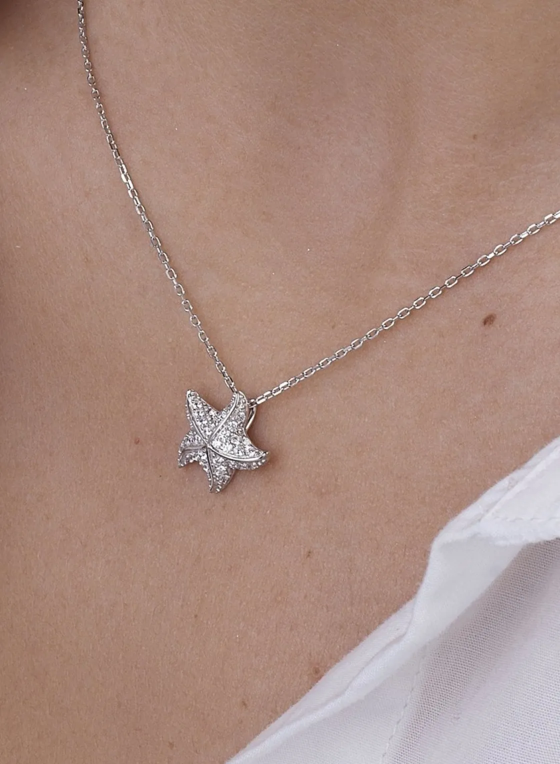 Colgante Brillante | LINEARGENT Colgante brillante de plata diseño de estrella de mar con circonitas
