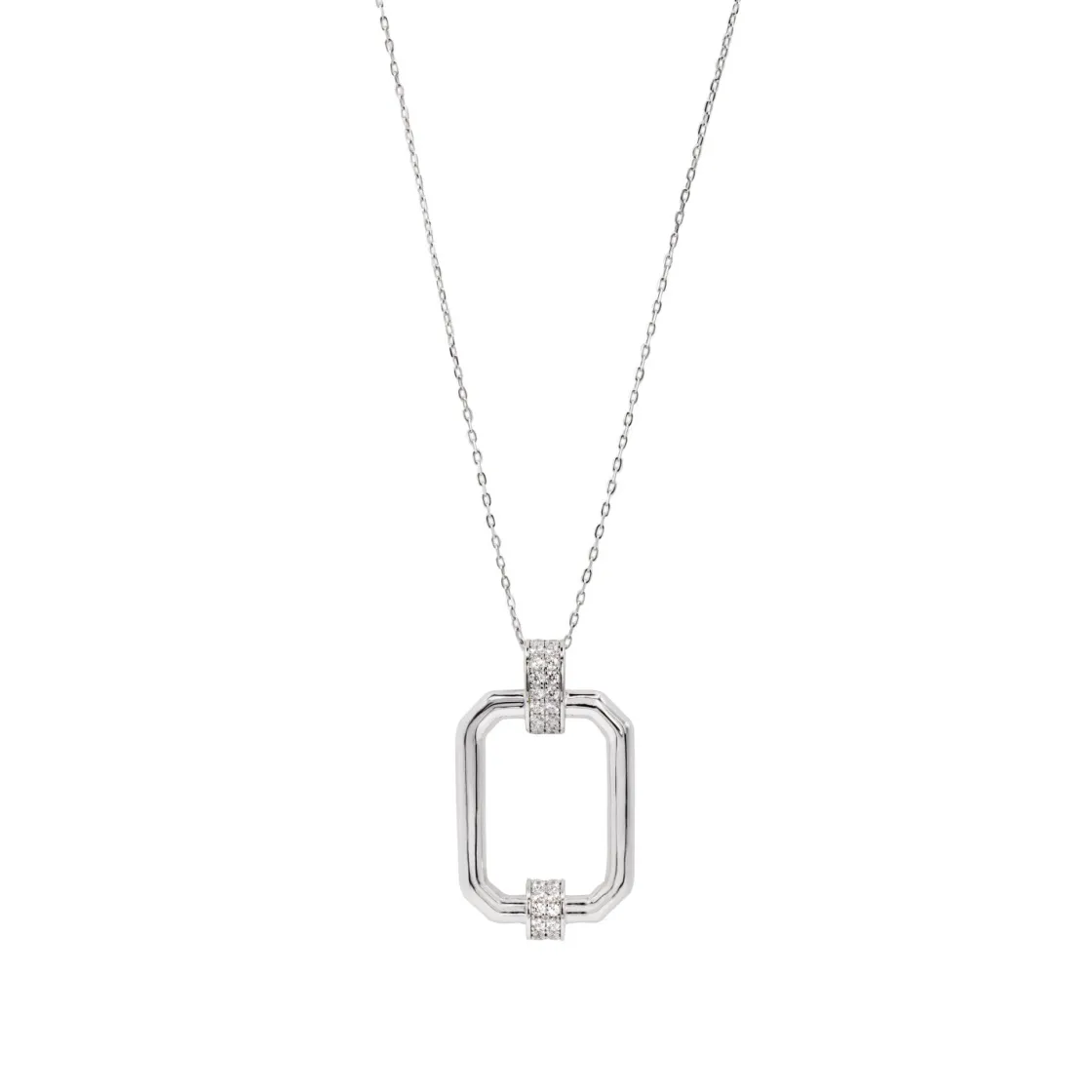 Colgante Brillante | LINEARGENT Colgante brillante de plata diseño rectángulo octogonal