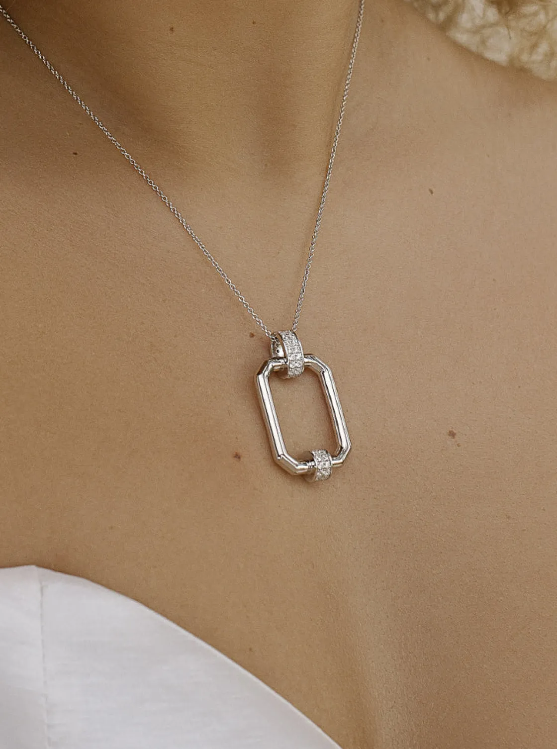 Colgante Brillante | LINEARGENT Colgante brillante de plata diseño rectángulo octogonal
