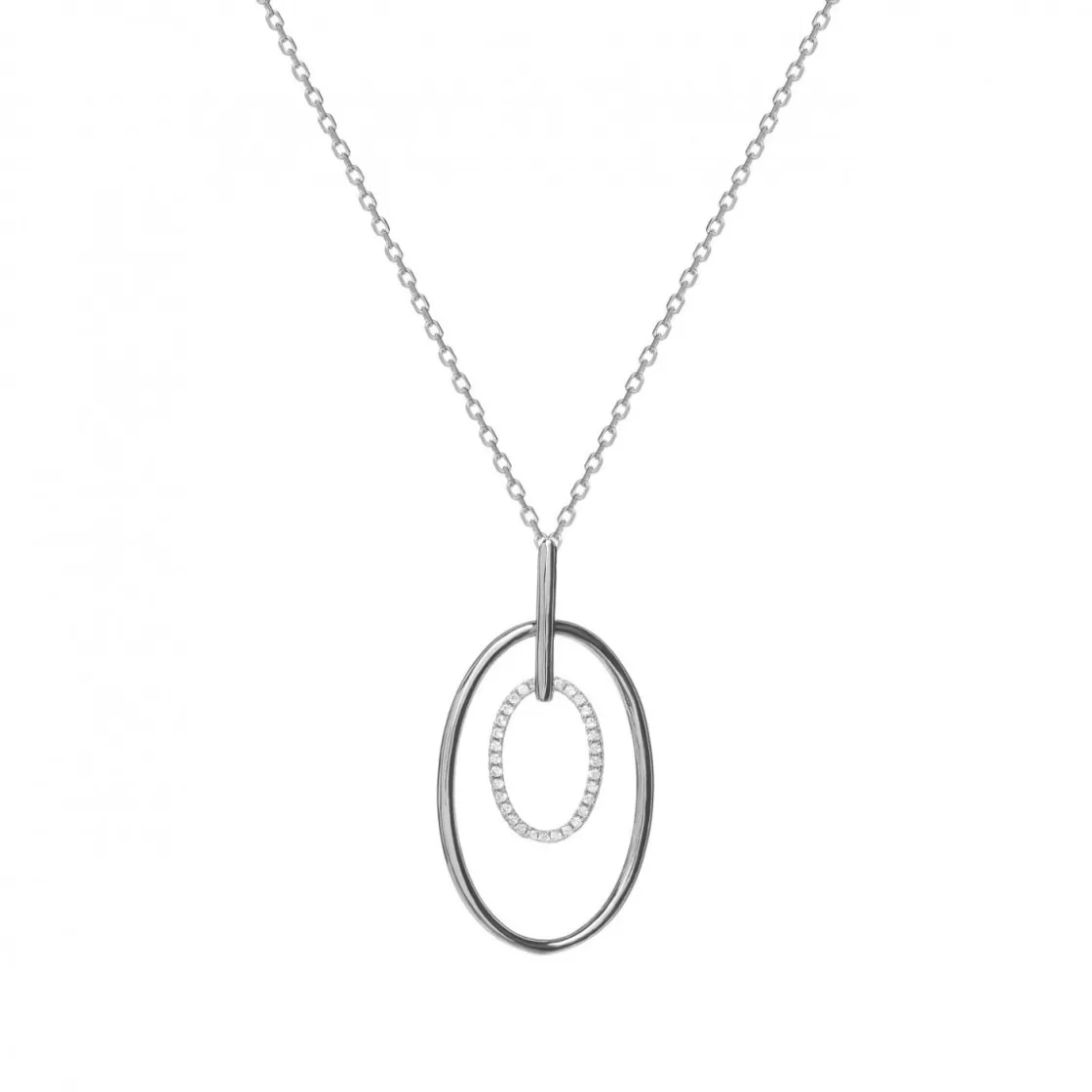Colgante Brillante | LINEARGENT Colgante brillante de plata motivo circular doble