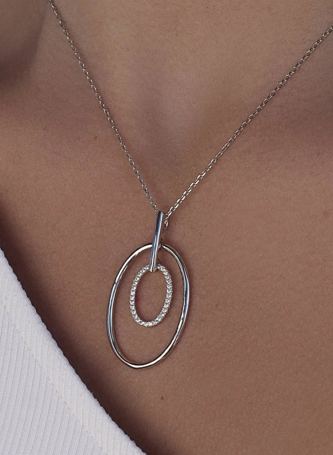Colgante Brillante | LINEARGENT Colgante brillante de plata motivo circular doble