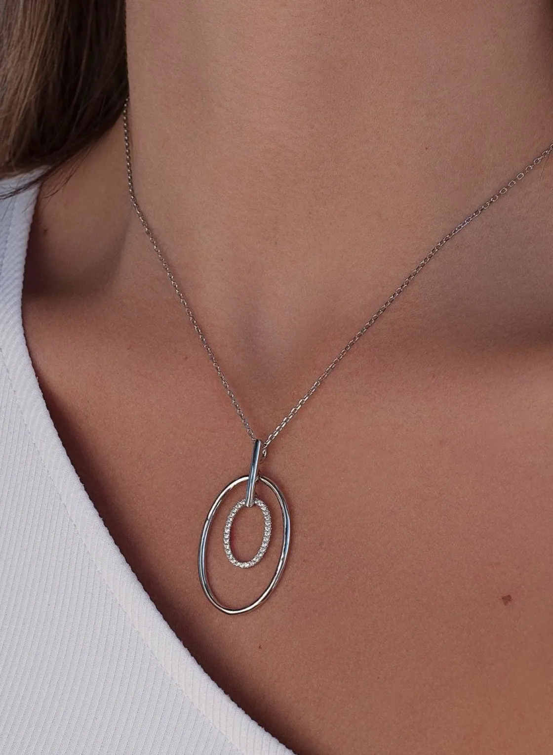 Colgante Brillante | LINEARGENT Colgante brillante de plata motivo circular doble