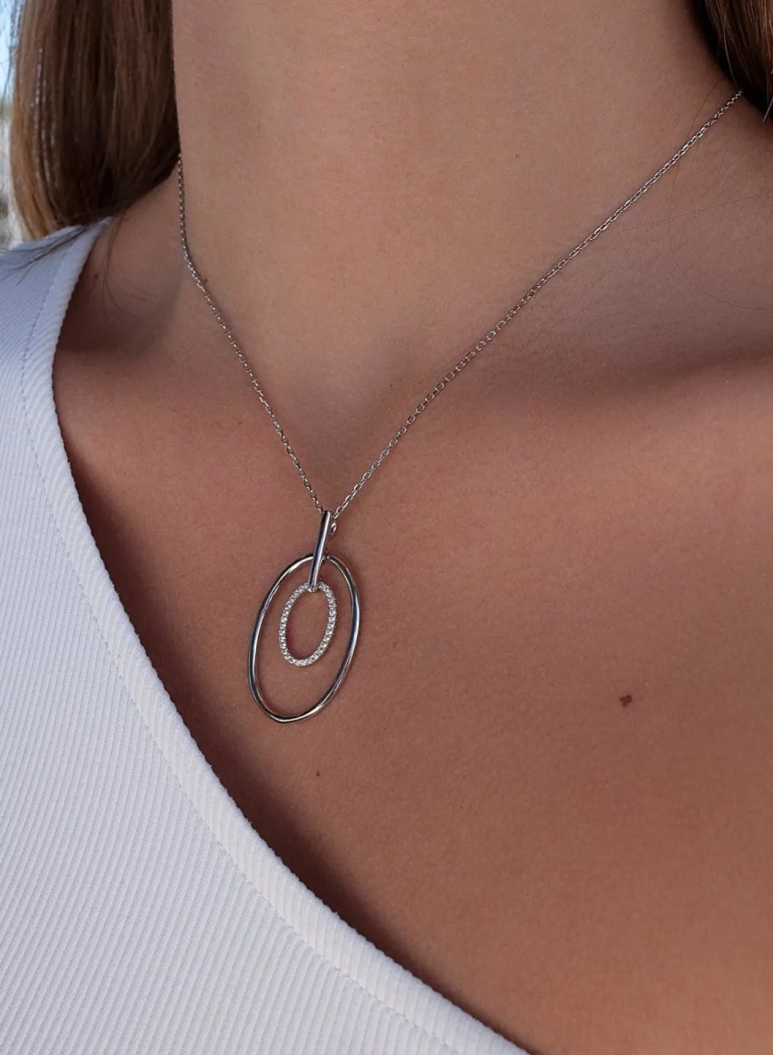 Colgante Brillante | LINEARGENT Colgante brillante de plata motivo circular doble