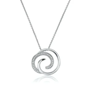 Colgantes Plata Grandes | LINEARGENT Colgante brillante diseño caracol con circonitas