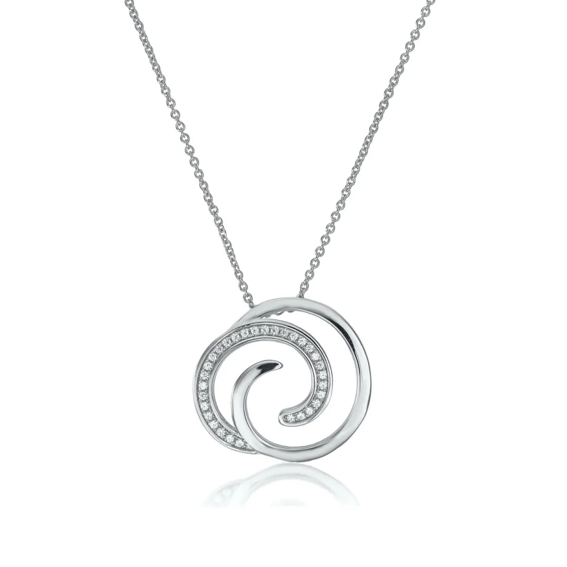 Colgantes Plata Grandes | LINEARGENT Colgante brillante diseño caracol con circonitas