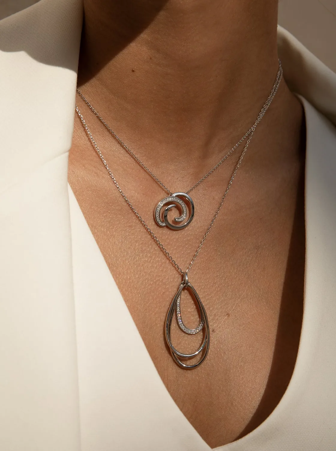 Colgantes Plata Grandes | LINEARGENT Colgante brillante diseño caracol con circonitas