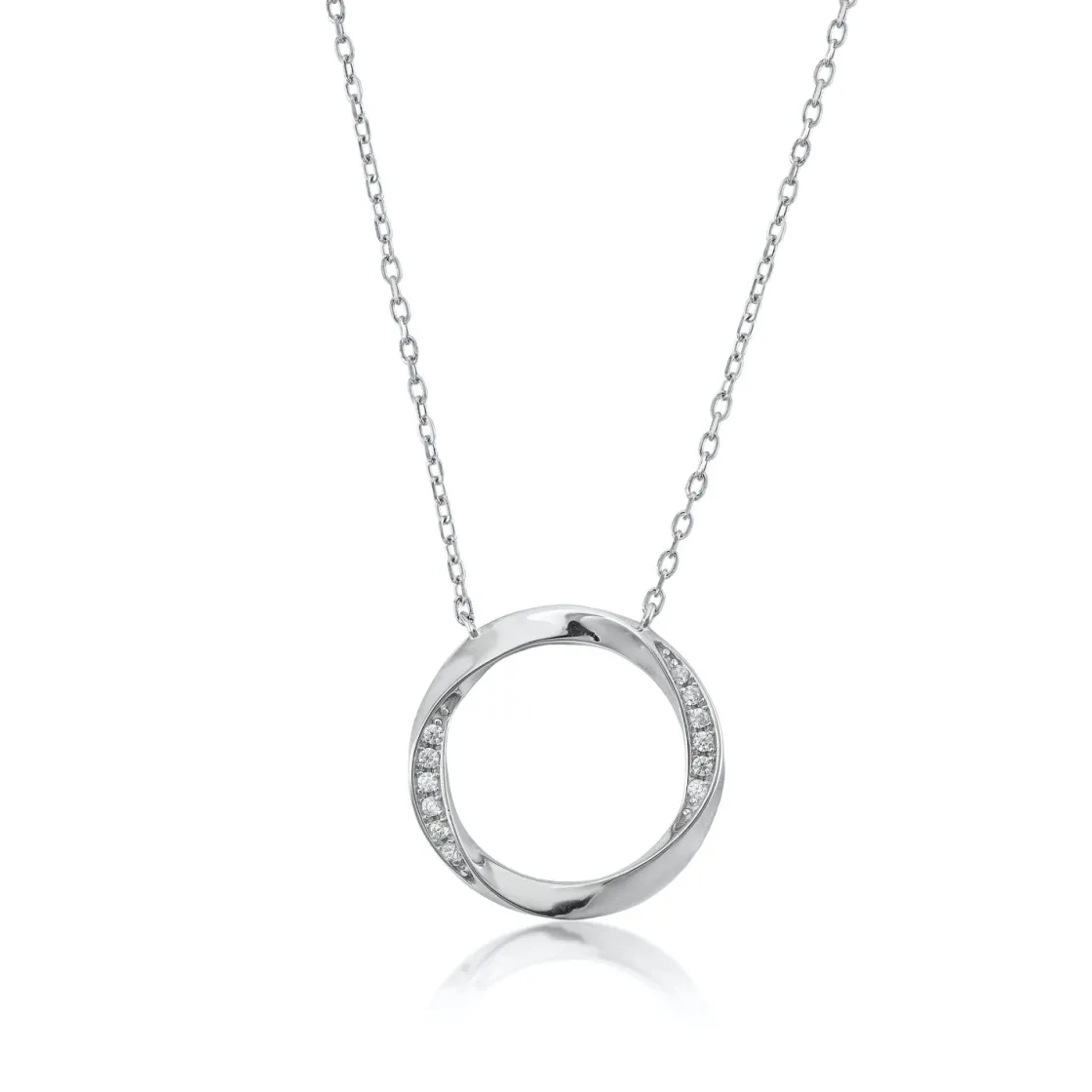 Colgante Brillante | LINEARGENT Colgante brillante diseño círculo envolvente con circonitas