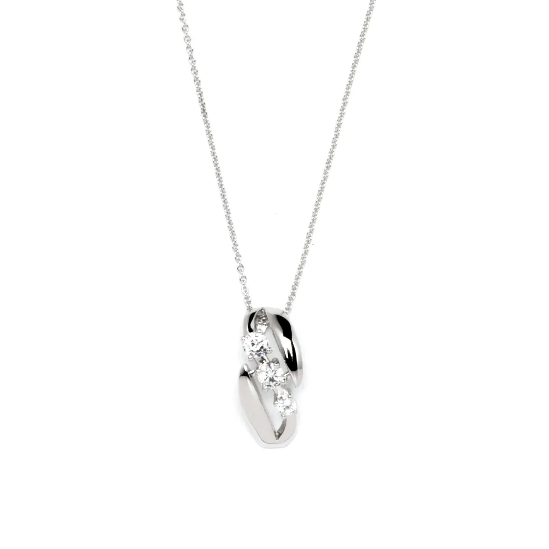 Colgante Brillante | LINEARGENT Colgante brillante diseño curvado con tres circonitas
