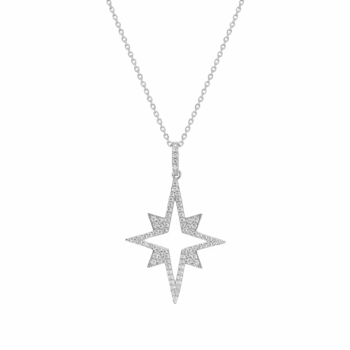 Colgantes Plata Grandes | Colgante Brillante | LINEARGENT Colgante brillante diseño de destello con circonitas