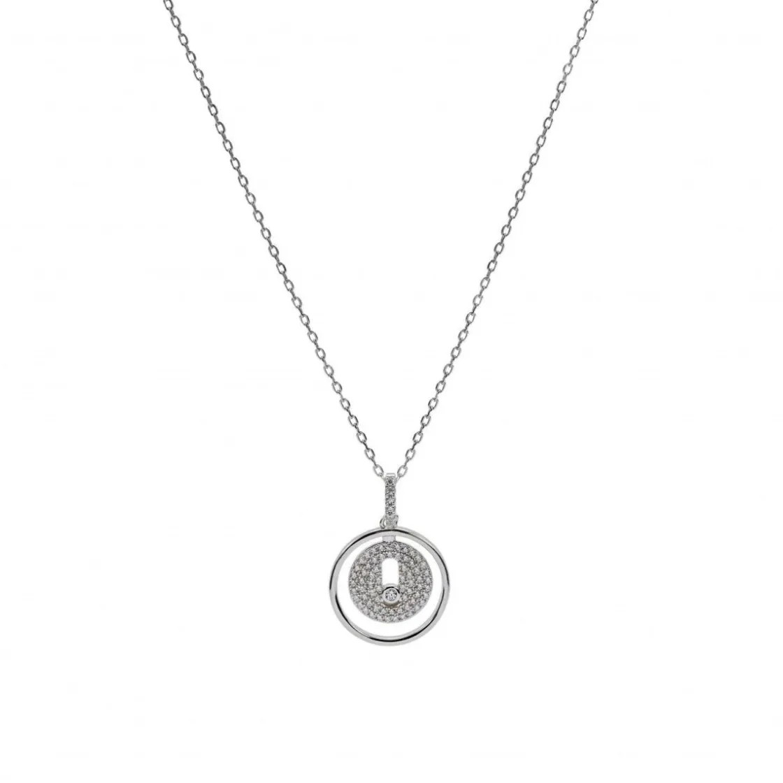 Colgante Brillante | LINEARGENT Colgante brillante diseño de doble botón con circonitas