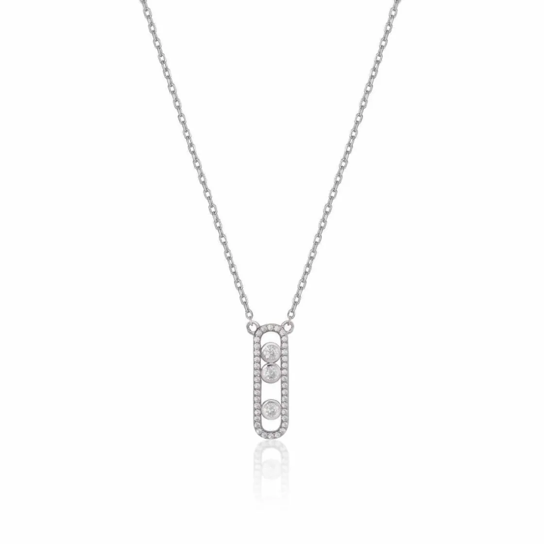 Colgante Brillante | LINEARGENT Colgante brillante diseño de pieza vertical con circonitas