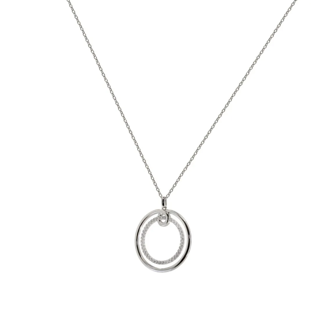 Colgante Brillante | LINEARGENT Colgante brillante diseño doble círculo con circonitas