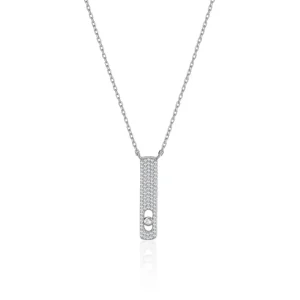 Colgante Brillante | LINEARGENT Colgante brillante motivo vertical con engaste de circonitas