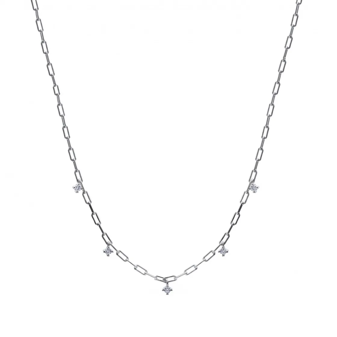 Collares Con Mini Colgantes | Collar Cadena | LINEARGENT Colgante cadena de plata con circonitas colgantes