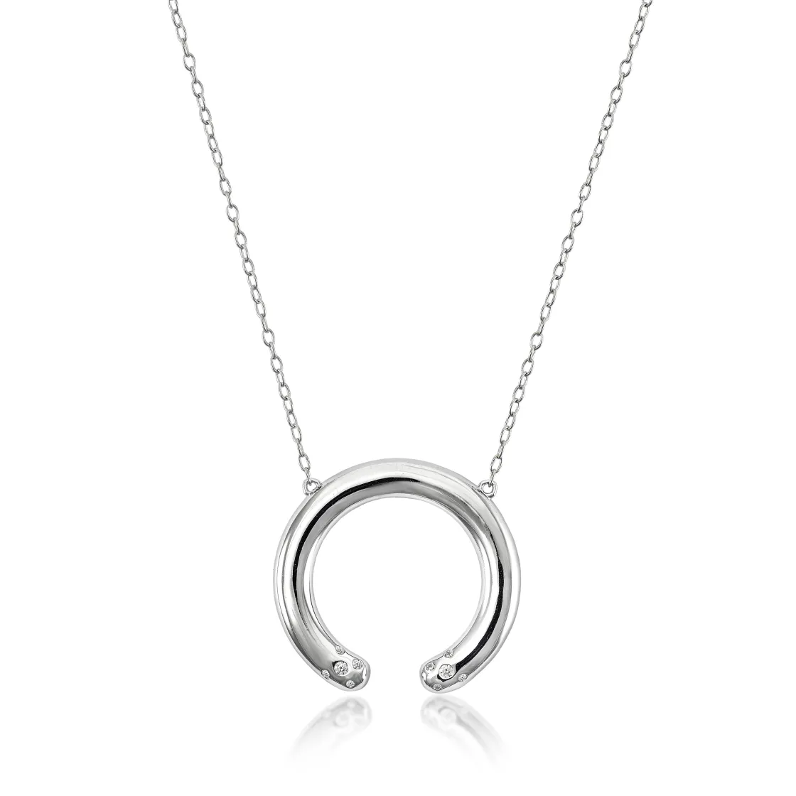 Colgante Brillante | LINEARGENT Colgante de plata diseño circular con obertura y circonitas