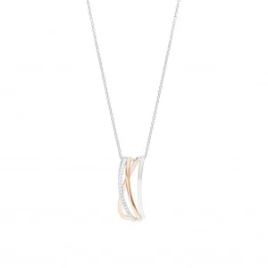 Colgantes Bicolor | LINEARGENT Colgante de plata en forma rectangular con detalle de plata bañada en rosa y circonitas.