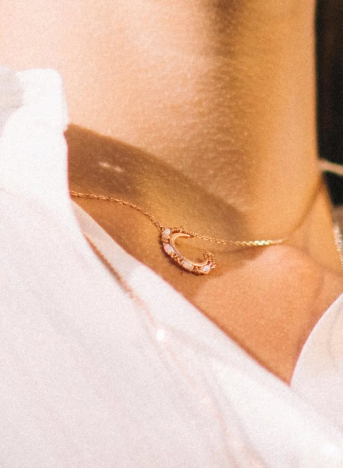 Collares Con Piedras | LINEARGENT Colgante luna de plata con cuarzos adamantinos rosas talla marquesa